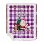 Personalized Gift Tartan Plaid Blanket Clan Dunlop Dress With Funny Santa Snowman Reindeer Merry Christmas Gift Sherpa Blanket, blue plaid sherpa blanket,blue tartan sherpa blanket,Buchan,buffalo plaid sherpa blanket,christmas sherpa blanket,Christmas Throw Blanket