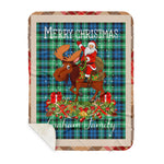 Scotstee Shop - Sherpa Blanket - Personalized Gift Plaid Tartan Blanket Clan Graham Of Montrose Ancient With Moose Lover Xmas Gift Santa Riding Buffalo Plaid Christmas Blanket