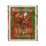 Personalized Gift Plaid Tartan Blanket Clan Peter With Moose Lover Xmas Gift Santa Riding Christmas Fleece Blanket