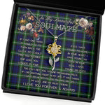 To My Beautiful Soulmate Sunflower Necklace In Your Eyes I Have Found My Home Clan Lamont Tartan Jewelry For Girlfriend, Tartan Sunflower Pendant Necklace, Scottish Tartan Jewelry, valentine necklace, necklace girlfriend, necklace for wife, cute necklaces for girlfriend, jewelry for girlfriend, to my soulmate necklace, to my future wife necklace