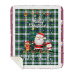 Personalized Gift Tartan Plaid Blanket Clan Forbes Dress With Funny Santa Snowman Reindeer Merry Christmas Gift Sherpa Blanket, blue plaid sherpa blanket,blue tartan sherpa blanket,Buchan,buffalo plaid sherpa blanket,christmas sherpa blanket,Christmas Throw Blanket