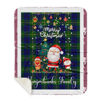 Personalized Gift Tartan Plaid Blanket Clan Marjoribanks Modern With Funny Santa Snowman Reindeer Merry Christmas Gift Sherpa Blanket, blue plaid sherpa blanket,blue tartan sherpa blanket,Buchan,buffalo plaid sherpa blanket,christmas sherpa blanket,Christmas Throw Blanket