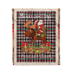 Personalized Gift Plaid Tartan Blanket Clan Borthwick Ancient With Moose Lover Xmas Gift Santa Riding Christmas Fleece Blanket