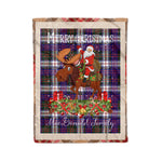 Personalized Gift Plaid Tartan Blanket Clan MacDonald Dress Modern With Moose Lover Xmas Gift Santa Riding Christmas Fleece Blanket