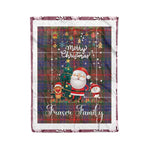 Personalized Gift Tartan Plaid Blanket Clan Fraser Hunting Modern With Funny Santa Snowman Reindeer Merry Christmas Fleece Blanket, Christmas Blanket, Plaid Blanket, Tartan Blanket,Scottish Blanket