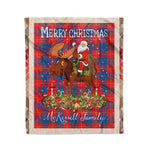 Personalized Gift Plaid Tartan Blanket Clan McKerrell Red With Moose Lover Xmas Gift Santa Riding Christmas Fleece Blanket