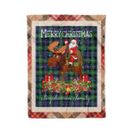 Personalized Gift Plaid Tartan Blanket Clan Farquharson Ancient With Moose Lover Xmas Gift Santa Riding Christmas Fleece Blanket
