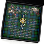 To My Beautiful Soulmate Sunflower Necklace In Your Eyes I Have Found My Home Clan MacKay Tartan Jewelry For Girlfriend, Tartan Sunflower Pendant Necklace, Scottish Tartan Jewelry, valentine necklace, necklace girlfriend, necklace for wife, cute necklaces for girlfriend, jewelry for girlfriend, to my soulmate necklace, to my future wife necklace