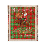 Personalized Gift Plaid Tartan Blanket Clan Grierson With Moose Lover Xmas Gift Santa Riding Christmas Fleece Blanket