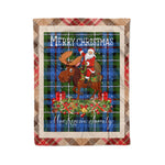 Personalized Gift Plaid Tartan Blanket Clan MacKenzie With Moose Lover Xmas Gift Santa Riding Christmas Fleece Blanket
