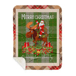Personalized Gift Plaid Tartan Blanket Clan Cunningham Dress Green Dancers With Moose Lover Xmas Gift Santa Riding Buffalo Plaid Christmas Sherpa Blanket