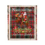 Personalized Gift Plaid Tartan Blanket Clan Anderson Of Arbrake With Moose Lover Xmas Gift Santa Riding Christmas Fleece Blanket