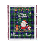 Products Personalized Gift Tartan Plaid Blanket Clan Alexander With Funny Santa Snowman Reindeer Merry Christmas Fleece Blanket