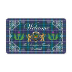 Doormat - Welcome Mat Scottish Clan Douglas Tartan Door Mat, Plaid Doormat With Thistle and Two Lion Scottish