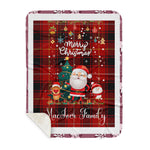 Personalized Gift Tartan Plaid Blanket Clan MacIver With Funny Santa Snowman Reindeer Merry Christmas Gift Sherpa Blanket, blue plaid sherpa blanket,blue tartan sherpa blanket,Buchan,buffalo plaid sherpa blanket,christmas sherpa blanket,Christmas Throw Blanket