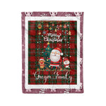 Personalized Gift Tartan Plaid Blanket Clan Gregor With Funny Santa Snowman Reindeer Merry Christmas Fleece Blanket, Christmas Blanket, Plaid Blanket, Tartan Blanket,Scottish Blanket