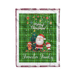 Personalized Gift Tartan Plaid Blanket Clan Forrester Hunting With Funny Santa Snowman Reindeer Merry Christmas Fleece Blanket, Christmas Blanket, Plaid Blanket, Tartan Blanket,Scottish Blanket