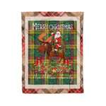 Personalized Gift Plaid Tartan Blanket Clan MacMillan Old Ancient With Moose Lover Xmas Gift Santa Riding Christmas Fleece Blanket