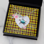 Sea Turtle Necklace Gift for My Beautiful Girlfriend Valentines Necklace Clan Jardine Yellow Tartan Blue Turtle Necklace