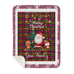 Personalized Gift Tartan Plaid Blanket Clan Gow With Funny Santa Snowman Reindeer Merry Christmas Gift Sherpa Blanket, blue plaid sherpa blanket,blue tartan sherpa blanket,Buchan,buffalo plaid sherpa blanket,christmas sherpa blanket,Christmas Throw Blanket