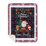 Personalized Gift Tartan Plaid Blanket Clan Nairn With Funny Santa Snowman Reindeer Merry Christmas Gift Sherpa Blanket, blue plaid sherpa blanket,blue tartan sherpa blanket,Buchan,buffalo plaid sherpa blanket,christmas sherpa blanket,Christmas Throw Blanket