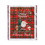 Personalized Gift Tartan Plaid Blanket Clan Paterson Red With Funny Santa Snowman Reindeer Merry Christmas Fleece Blanket, Home Living Room, Plaid Blanket, Tartan Blanket, Scottish Blanket, Buffalo fleece blanket, Christmas Blanket