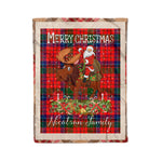 Personalized Gift Plaid Tartan Blanket Clan Nicolson Modern With Moose Lover Xmas Gift Santa Riding Christmas Fleece Blanket