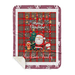 Personalized Gift Tartan Plaid Blanket Clan MacBain With Funny Santa Snowman Reindeer Merry Christmas Gift Sherpa Blanket, blue plaid sherpa blanket,blue tartan sherpa blanket,Buchan,buffalo plaid sherpa blanket,christmas sherpa blanket,Christmas Throw Blanket