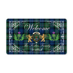 Doormat - Welcome Mat Scottish Clan Forbes Ancient Tartan Door Mat, Plaid Doormat With Thistle and Two Lion Scottish