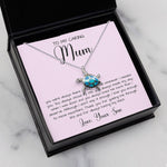 Gift For Mom From Son To My Caring Mum Necklace, Gift For Mother's Day Jewelry Sea Turtle Necklace
