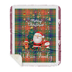 Personalized Gift Tartan Plaid Blanket Clan Wilson With Funny Santa Snowman Reindeer Merry Christmas Gift Sherpa Blanket, blue plaid sherpa blanket,blue tartan sherpa blanket,Buchan,buffalo plaid sherpa blanket,christmas sherpa blanket,Christmas Throw Blanket
