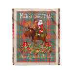 Personalized Gift Plaid Tartan Blanket Clan MacKintosh Ancient With Moose Lover Xmas Gift Santa Riding Christmas Fleece Blanket