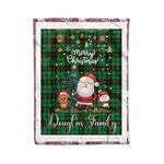 Personalized Gift Tartan Plaid Blanket Clan Douglas Green With Funny Santa Snowman Reindeer Merry Christmas Fleece Blanket, Home Living Room, Plaid Blanket, Tartan Blanket, Scottish Blanket, Buffalo fleece blanket, Christmas Blanket