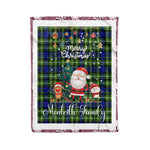 Personalized Gift Tartan Plaid Blanket Clan Monteith Hunting With Funny Santa Snowman Reindeer Merry Christmas Fleece Blanket, Home Living Room, Plaid Blanket, Tartan Blanket, Scottish Blanket, Buffalo fleece blanket, Christmas Blanket