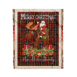 Personalized Gift Plaid Tartan Blanket Clan MacAlister of Skye With Moose Lover Xmas Gift Santa Riding Christmas Fleece Blanket