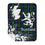 Sherpa Blanket - Tartan Blanket Thistle and Lion Scottish Clan Donnachaidh Robertson Green Plaid Blanket, plaid sherpa blanket queen,purple sherpa blanket,queen sherpa blanket,queen size sherpa blanket,red sherpa blanket,scottish tartan blankets,sherpa blanket,sherpa christmas blanket