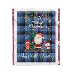 Personalized Gift Tartan Plaid Blanket Clan MacNeill Of Barra Blue With Funny Santa Snowman Reindeer Merry Christmas Fleece Blanket, Home Living Room, Plaid Blanket, Tartan Blanket, Scottish Blanket, Buffalo fleece blanket, Christmas Blanket