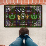 Doormat - Welcome Mat Scottish Clan Cunningham Hunting Modern Tartan Door Mat, Plaid Doormat With Thistle and Two Lion Scottish