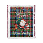 Personalized Gift Tartan Plaid Blanket Clan Glass With Funny Santa Snowman Reindeer Merry Christmas Fleece Blanket, Christmas Blanket, Plaid Blanket, Tartan Blanket,Scottish Blanket