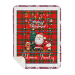 Personalized Gift Tartan Plaid Blanket Clan Paterson Red With Funny Santa Snowman Reindeer Merry Christmas Gift Sherpa Blanket, blue plaid sherpa blanket,blue tartan sherpa blanket,Buchan,buffalo plaid sherpa blanket,christmas sherpa blanket,Christmas Throw Blanket