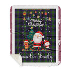 Personalized Gift Tartan Plaid Blanket Clan Lumsden Hunting With Funny Santa Snowman Reindeer Merry Christmas Gift Sherpa Blanket, blue plaid sherpa blanket,blue tartan sherpa blanket,Buchan,buffalo plaid sherpa blanket,christmas sherpa blanket,Christmas Throw Blanket