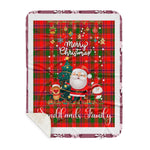 Personalized Gift Tartan Plaid Blanket Clan Sandilands Red With Funny Santa Snowman Reindeer Merry Christmas Gift Sherpa Blanket, blue plaid sherpa blanket,blue tartan sherpa blanket,Buchan,buffalo plaid sherpa blanket,christmas sherpa blanket,Christmas Throw Blanket