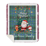 Personalized Gift Tartan Plaid Blanket Clan MacInnes Ancient With Funny Santa Snowman Reindeer Merry Christmas Gift Sherpa Blanket, blue plaid sherpa blanket,blue tartan sherpa blanket,Buchan,buffalo plaid sherpa blanket,christmas sherpa blanket,Christmas Throw Blanket