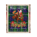 Personalized Gift Plaid Tartan Blanket Clan MacIntyre Hunting Modern With Moose Lover Xmas Gift Santa Riding Christmas Fleece Blanket