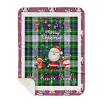 Personalized Gift Tartan Plaid Blanket Clan MacKenzie Dress Modern With Funny Santa Snowman Reindeer Merry Christmas Gift Sherpa Blanket, blue plaid sherpa blanket,blue tartan sherpa blanket,Buchan,buffalo plaid sherpa blanket,christmas sherpa blanket,Christmas Throw Blanket