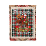 Personalized Gift Plaid Tartan Blanket Clan Graham With Moose Lover Xmas Gift Santa Riding Christmas Fleece Blanket