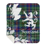 Sherpa Blanket - Tartan Blanket Thistle and Lion Scottish Clan Wood Plaid Blanket, plaid sherpa blanket queen,purple sherpa blanket,queen sherpa blanket,queen size sherpa blanket,red sherpa blanket,scottish tartan blankets,sherpa blanket,sherpa christmas blanket