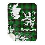 Scotstee Shop - Tartan Blanket Thistle and Lion Scottish Clan Logie Plaid Blanket - Sherpa Blanket