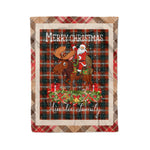 Personalized Gift Plaid Tartan Blanket Clan Ainslie With Moose Lover Xmas Gift Santa Riding Christmas Fleece Blanket