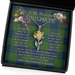 To My Beautiful Soulmate Sunflower Necklace In Your Eyes I Have Found My Home Clan Montgomery Modern Tartan Jewelry For Girlfriend, Tartan Sunflower Pendant Necklace, Scottish Tartan Jewelry, valentine necklace, necklace girlfriend, necklace for wife, cute necklaces for girlfriend, jewelry for girlfriend, to my soulmate necklace, to my future wife necklace